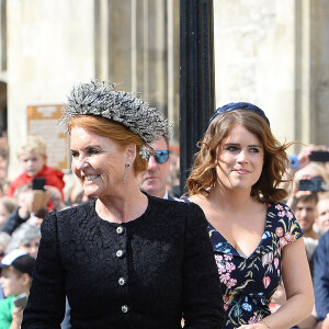 La princesse Eugenie d'York et sa mère Sarah Margaret Ferguson, duchesse d'York - Les invités arrivent au mariage de Ellie Goulding et Caspard Jopling en la cathédrale d'York, le 31 août 2019.