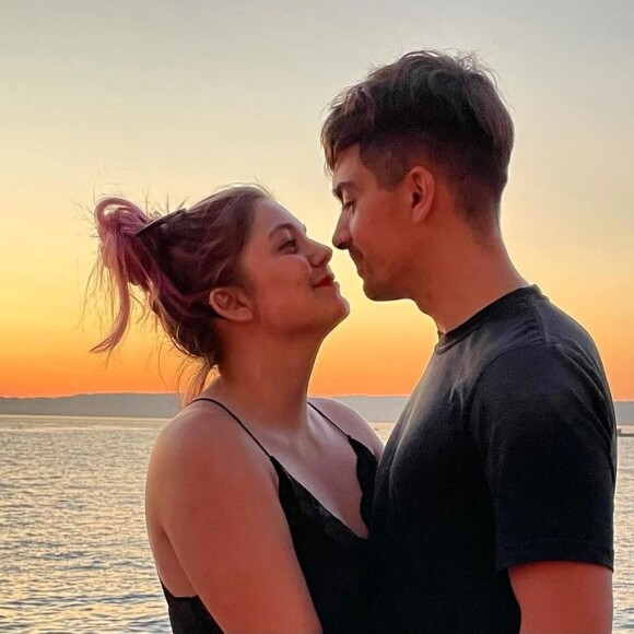 Louane et son compagnon Florian Rossi. Le 20 août 2021.