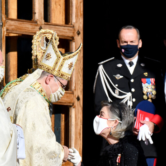La princesse Caroline de Hanovre - Sorties de la cathédrale de Monaco après la messe d'action de grace avec Te Deum lors de la la fête nationale de Monaco le 19 novembre 2021. Bruno Bebert / Dominique Jacovides / Bestimage