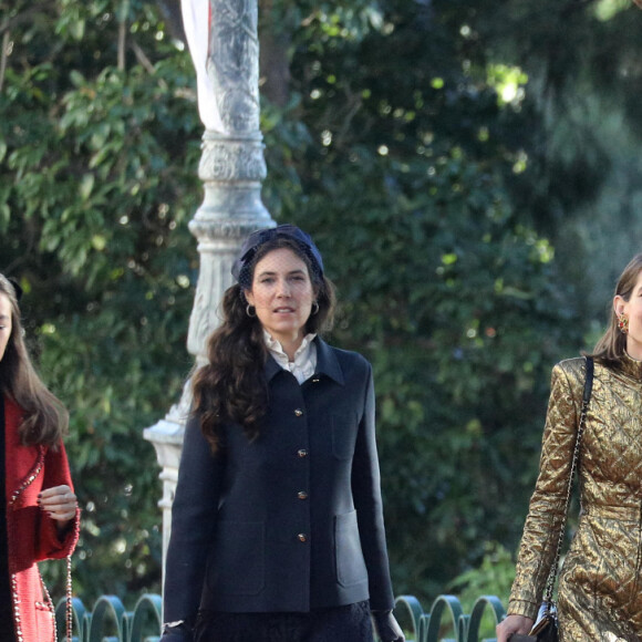 Beatrice Borromeo, Alexandra de Hanovre, Tatiana Santo Domingo, Charlotte Casiraghi, Andrea Casiraghi - Arrivées en la cathédrale de Monaco pour la messe d'action de grace avec Te Deum lors de la la fête nationale de Monaco le 19 novembre 2021. © Dominique Jacovides / Bruno Bebert / Bestimage