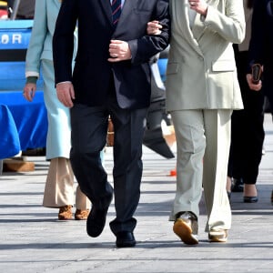 Exclusif - La princesse Caroline de Hanovre, Marie Chevallier, le prince Albert II de Monaco et Camille Gottlieb (marraine de Monaco One) lors du baptême de la navette Monaco One qui reliera les ports de Monaco et Vintimille, à Monaco, le 8 mars 2021. © Bruno Bebert/ PRM / Bestimage