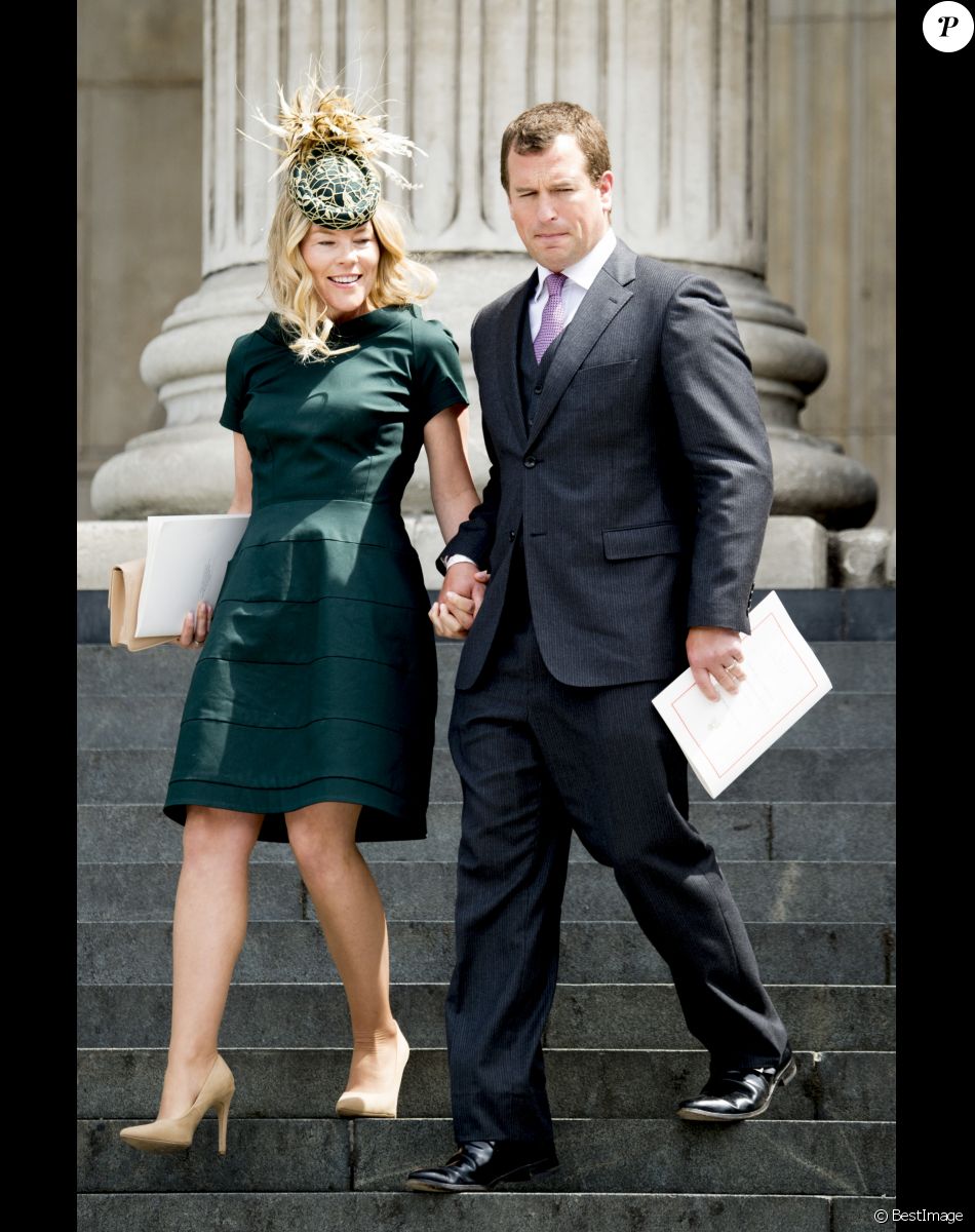 Peter Phillips et sa femme Autumn Phillips - La famille royale d'Angleterre assiste à une messe en la cathédrale St Paul de Londres, le 10 juin 2016 pour le 90ème anniversaire de la reine Elisabeth (Elizabeth) II d'Angleterre.