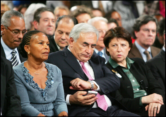 Christiane Taubira, Dominique Strauss Kahn et Martine Aubry - Présentation du pacte présidentiel de Ségolène Royal en 2007 à Villepinte