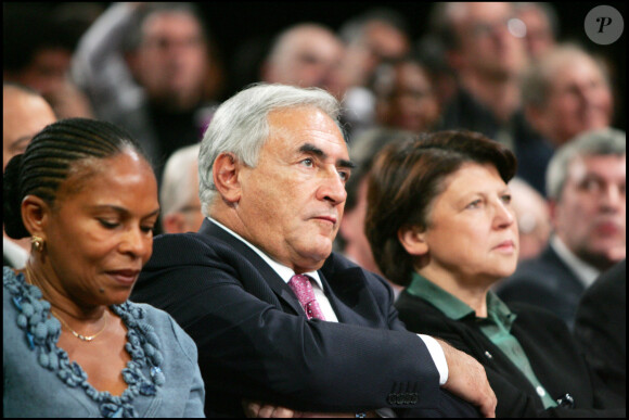 Christiane Taubira, Dominique Strauss-Kahn et Martine Aubry - Présentation du pacte présidentiel de Ségolène Royal en 2007 à Villepinte