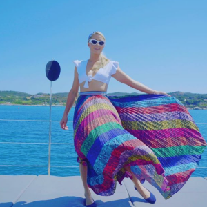 Paris Hilton en vacances en Corse en septembre 2021.