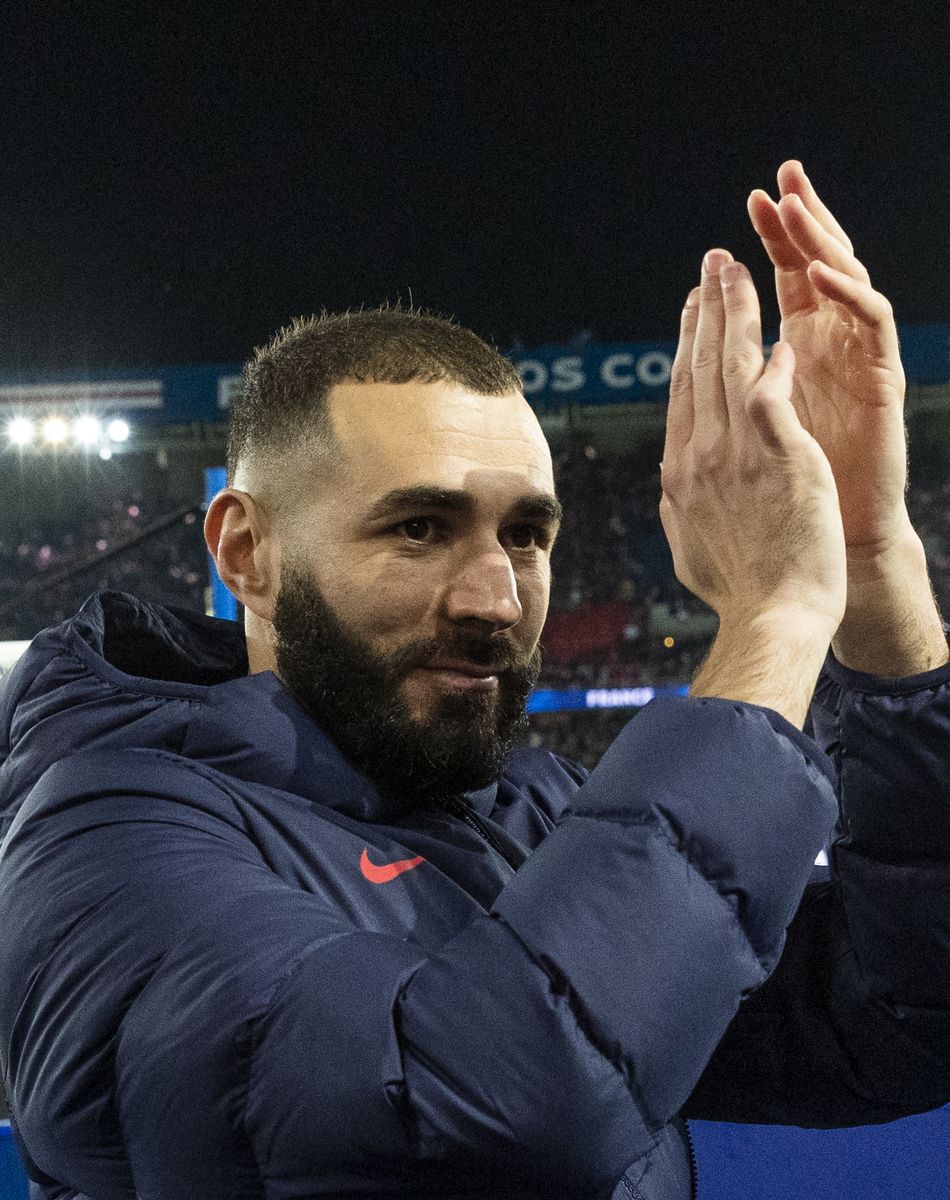 Karim Benzema lors du match de football de qualification pour la Coupe du monde 2022 entre la France et le Kazakhstan au stade Parc des Princes à Paris, France, le 13 novembre 2021. La France a gagné 8-0. © Cyril Moreau/Bestimage
