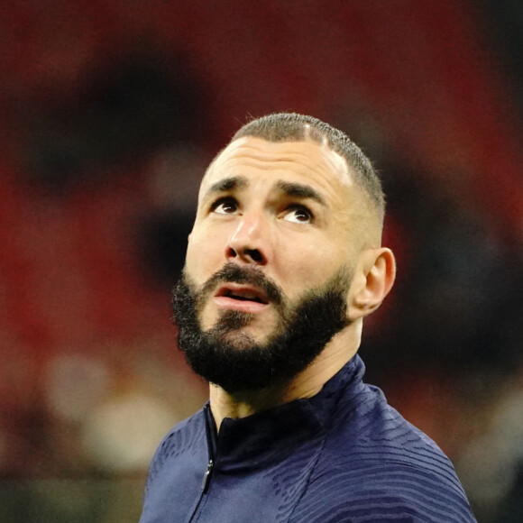 Karim Benzema : La France remporte la coupe de la Ligue des Nations en battant l'Espagne 2 buts à 1 à Milan le 10 octobre 2021. © Norbert Scanella/Panoramic/Bestimage