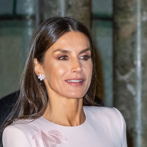 La reine Letizia d'Espagne reçue par la reine Silvia de Suède lors d'un déjeuner à la mairie de Stockholm, le 25 novembre 2021.