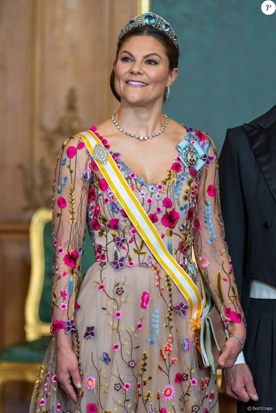 La princesse Victoria de Suède lors du dîner d'état au palais royal à