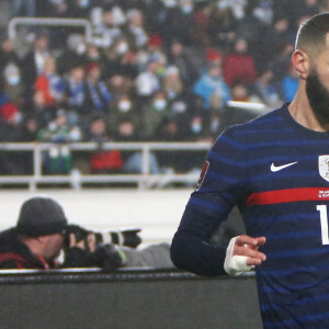 Karim Benzema - L'équipe de France bat la Finlande (2 - 0) lors des éliminatoires pour la Coupe du monde. Helsiniki. Le 16 novembre 2021. © Laurent Lairys / Panoramic / Bestimage
