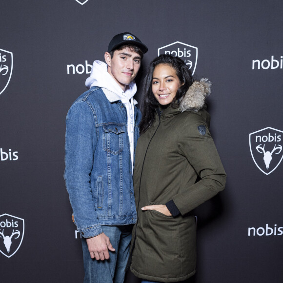 Exclusif - Vaimalama Chaves (Miss France 2019) et son compagnon Nicolas Fleury - Nobis fête ses 15 ans en inaugurant sa nouvelle boutique dans le 2ème arrondissement de Paris, France, le 25 novembre 2021. © Pierre Perusseau/Bestimage$ 