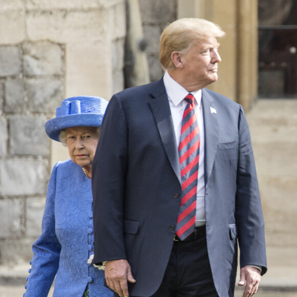 La reine Elisabeth II d'Angleterre reçoit le président US Donald Trump et sa femme la First Lady Melania au Château de Windsor le 13 juillet 2018.