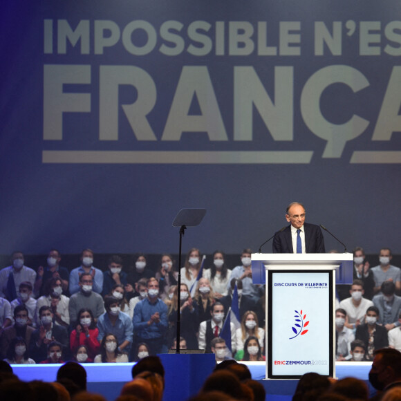 Premier meeting en tant que candidat à l'élection présidentielle d'Eric Zemmour à Villepinte en Seine-Saint-Denis le 5 décembre 2021