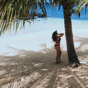 Rachel Legrain Trapani en vacances à l'Île Maurice. Décembre 2021.