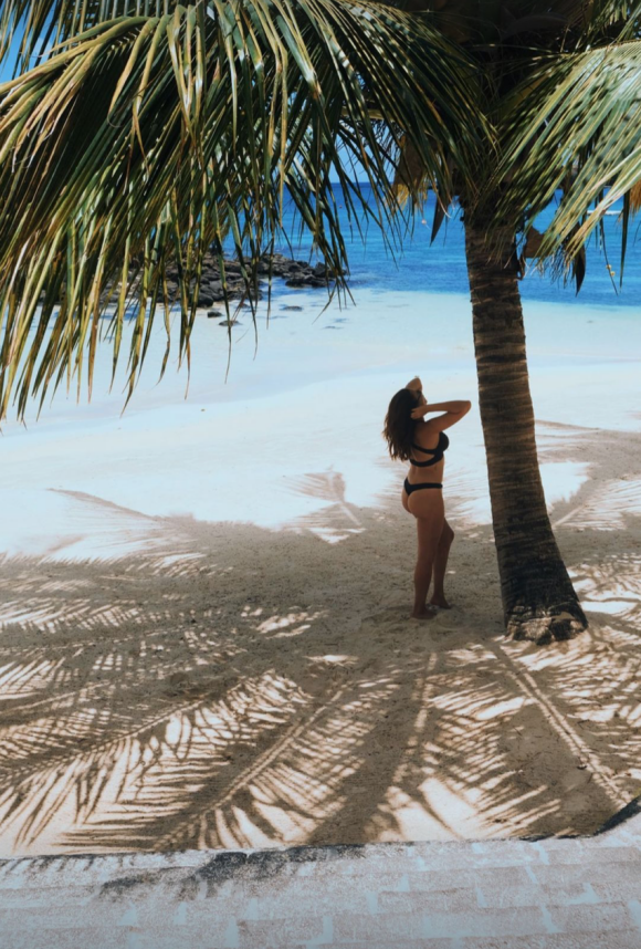 Rachel Legrain Trapani en vacances à l'Île Maurice. Décembre 2021.