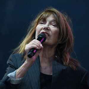 Jane Birkin et Etienne Daho sur la scène du festival des Francofolies 2021 à la Rochelle, le 12 juillet 2021. 