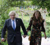 Le Premier ministre Boris Johnson et sa femme Carrie arrivent pour une réception au projet Eden lors du sommet du G7 à Cornwall, Royaume Uni