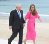 Le Premier ministre Boris Johnson et sa femme Carrie lors de l'accueil officiel au sommet des dirigeants du G7 à Carbis Bay, Royaume Uni, le 11 juin 2021.