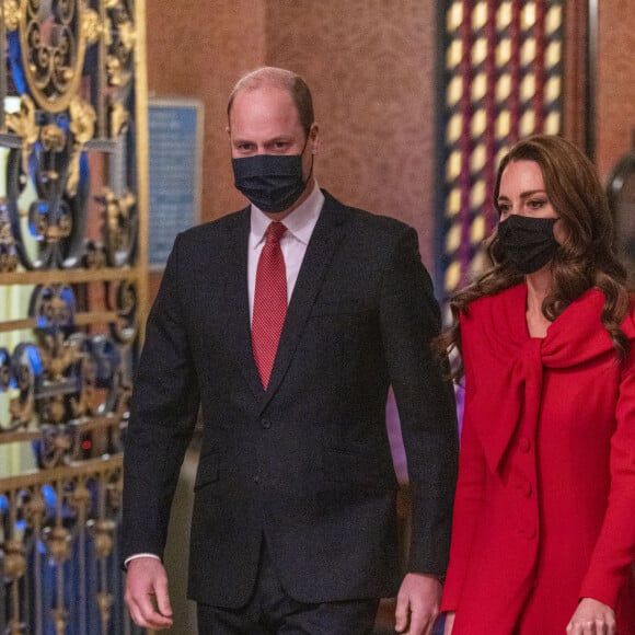 Le prince William, duc de Cambridge, et Catherine (Kate) Middleton, duchesse de Cambridge, assistent au service de chant communautaire Together At Christmas à l'abbaye de Westminster, à Londres, Royaume Uni, le 8 décembre 2021. 