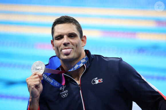 Florent Manaudou, médaille d'argent du 50 m nage libre aux jeux olympiques Tokyo 2020 (23 juillet - 8 août 2021), le 1er août 2021.