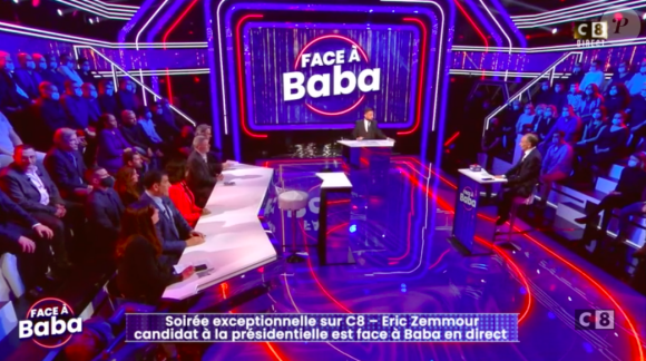Image de l'émission "Face à Baba" diffusée le 16 décembre 2021 sur C8 avec Eric Zemmour comme invité principal