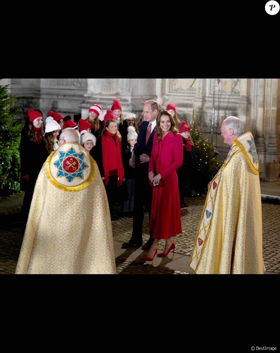 Le prince William, duc de Cambridge, et Catherine (Kate) Middleton, duchesse de Cambridge, assistent au service de chant communautaire Together At Christmas à l'abbaye de Westminster, à Londres, Royaume Uni, le 8 décembre 2021.