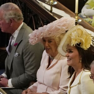 Le prince Charles, prince de Galles, Camilla Parker Bowles, duchesse de Cornouailles, Catherine (Kate) Middleton, duchesse de Cambridge, Le prince Andrew, duc d'York - Cérémonie de mariage du prince Harry et de Meghan Markle en la chapelle Saint-George au château de Windsor, Royaume Uni, le 19 mai 2018.