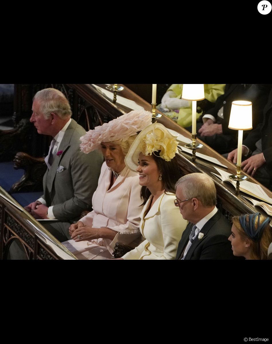 Le prince Charles, prince de Galles, Camilla Parker Bowles, duchesse de Cornouailles, Catherine (Kate) Middleton, duchesse de Cambridge, Le prince Andrew, duc d'York - Cérémonie de mariage du prince Harry et de Meghan Markle en la chapelle Saint-George au château de Windsor, Royaume Uni, le 19 mai 2018.