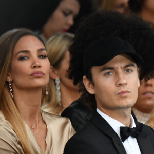 Brandon Lee, sa mère Pamela Anderson et son compagnon Adil Rami lors de la soirée Amber Lounge Monaco 2019 au profit de la fondation de Jackie Stewart "Race Against Dementia" à l'hôtel Méridien Beach Plaza à Monaco, le 24 mai 2019. © Bruno Bebert / Bestimage