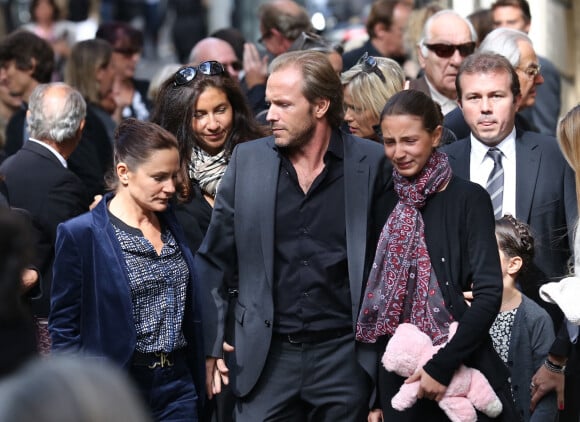 Anne, Laurent et Rebecca - Obsèques de Pierre Mondy à Paris, le 20 septembre 2012