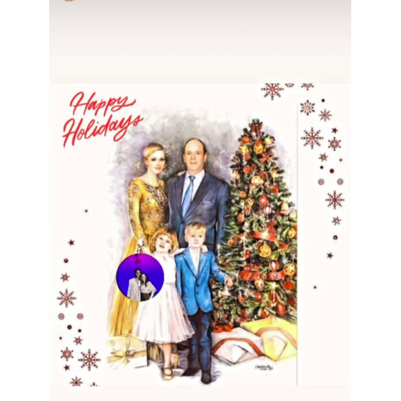 Jazmin Grace Grimaldi ajoute une photo d'elle et de son demi-frère Alexandre sur la carte de voeux de son père le prince Albert et son épouse la princesse Charlene. Sur Instagram, le 22 décembre 2021.