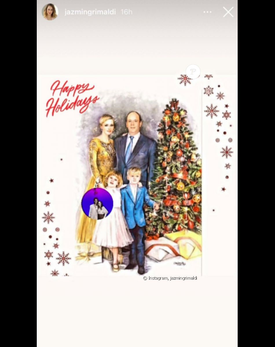 Jazmin Grace Grimaldi ajoute une photo d'elle et de son demi-frère Alexandre sur la carte de voeux de son père le prince Albert et son épouse la princesse Charlene. Sur Instagram, le 22 décembre 2021.