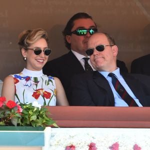 Jazmin Grace Grimaldi (la fille du prince Albert II de Monaco), son compagnon Ian Mellencamp, le prince Albert II de Monaco en tribune lors du Rolex Monte-Carlo Masters à Roquebrune Cap Martin. © Bruno Bebert / Bestimage