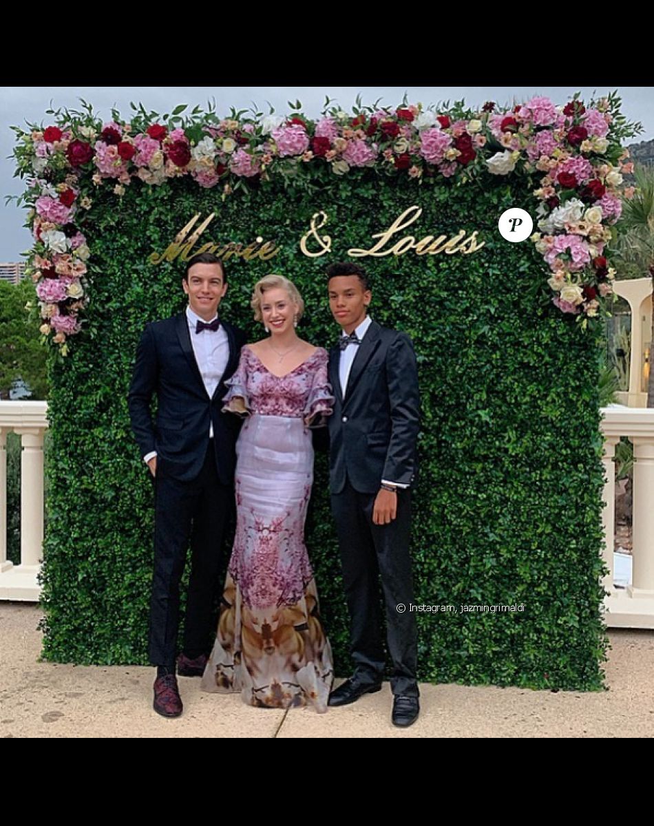 Jazmin Grace Grimaldi avec son petit ami Ian Mellencamp et son demi-frère Alexandre Coste, au mariage de son cousin Louis Ducruet. Eté 2019