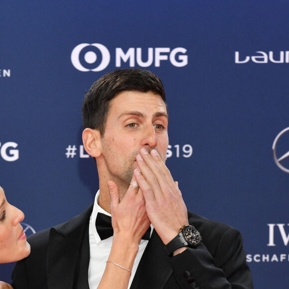 Jelena Djokovic et son mari Novak Djokovic - Les célébrités posent sur le tapis rouge lors de la soirée des "Laureus World sports Awards" à Monaco le 18 février, 2019