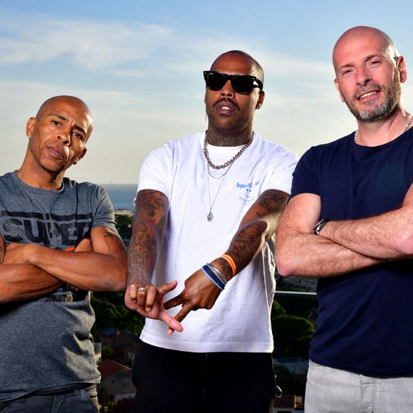 Shurik'n, Akhenaton (IAM) et Mat Bastard - Enregistrement de l'émission "Du son sur les toits" à Marseille. Le 27 mai 2021. © Bruno Bebert / Bestimage