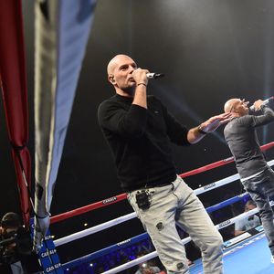 Le groupe marseillais IAM (Shurik'n et Akhenaton) lors du gala de boxe organisé par Univent Production au Palais des Sports de Marseille le 24 mars 2018. © Bruno Bebert/Bestimage