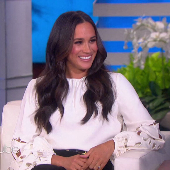 Meghan Markle sur le plateau de l'émission "The Ellen Show" à Los Angeles, le 17 novembre 2021.