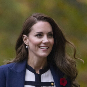 Catherine (Kate) Middleton, duchesse de Cambridge, arrive au musée de la guerre (L'Imperial War Museum London) à Londres, Royaume Uni, le 10 novembre 2021.