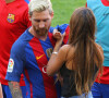 Lionel Leo Messi avec sa femme Antonella et ses enfants Mateo et Thiago - Le FC Barcelone de Lionel Leo Messi remporte le premier match de l'année en Ligua, 6 à 2 contre le Betis Seville au Camp Nou à Barcelone le 20 Août 2016.