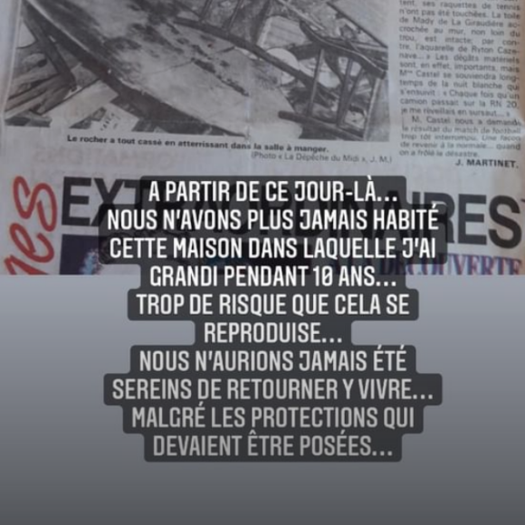 Clémence Castel dévoile une photo impressionnante d'un bloc de pierre qui est tombé dans sa maison lorsqu'elle était enfant - Instagram