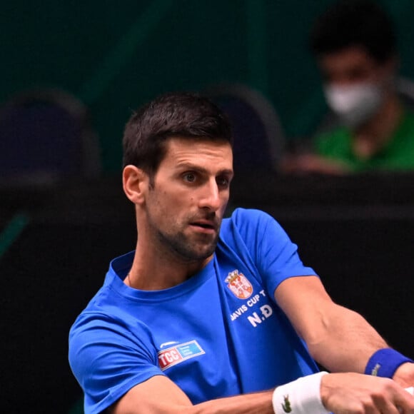 Novak Djokovic rejoint la sélection serbe pour disputer la Coupe Davis (25 novembre - 5 décembre 2021) face à l'Autriche et l'Allemagne dans le groupe F. Innsbruck. Le 24 novembre 2021.