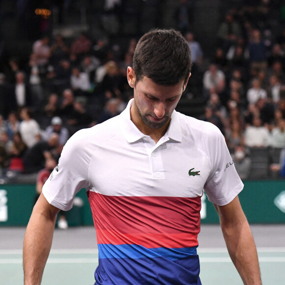 Novak Djokovic remporte la finale homme du Rolex Paris Masters face à Daniil Medvedev le 7 novembre 2021. © Veeren/Bestimage