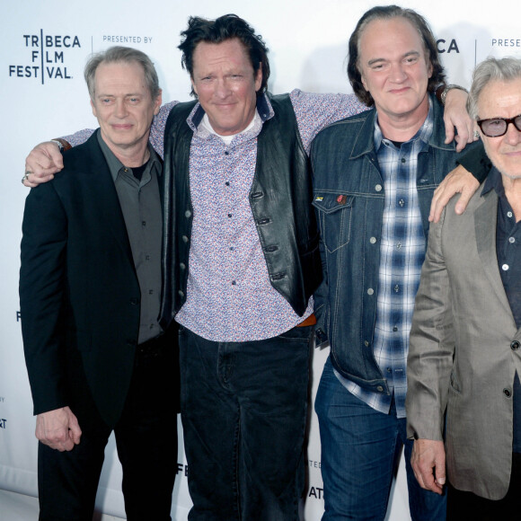 Steve Buscemi, Michael Madsen, Quentin Tarantino, Harvey Keitel et Tim Roth au 25ème anniversaire de la projection 'Reservoir Dogs' lors du Festival du Film de Tribeca à New York, le 28 avril 2017 
