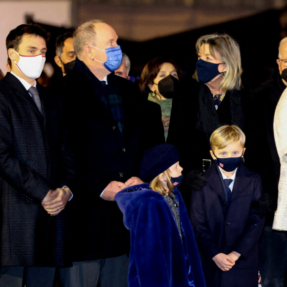 Louis Ducruet, le prince Albert II de Monaco, la princesse Gabriella, Le prince héréditaire Jacques, La princesse Caroline de Hanovre, lors de la célébration de la sainte Dévote, Sainte Patronne de Monaco, sur le quai Albert 1er © Claudia Albuquerque / Bestimage