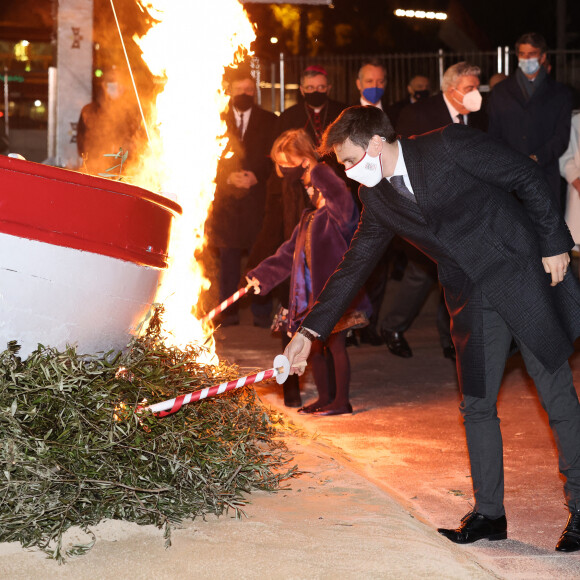 La princesse Caroline de Hanovre, la princesse Gabriella, Louis Ducruet lors de la célébration de la sainte Dévote, Sainte Patronne de Monaco, sur le quai Albert 1er le 26 janvier 2022 © Jean-Charles Vinaj / Pool Monaco / Bestimage