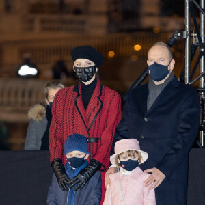 Le prince Albert II de Monaco, sa femme la princesse Charlene et leurs enfants le prince héréditaire Jacques et la princesse Gabriella durant la célébration de la Sainte Dévote, Sainte patronne de Monaco, à Monaco le 26 janvier 2021. © Olivier Huitel / Pool Monaco /Bestimage