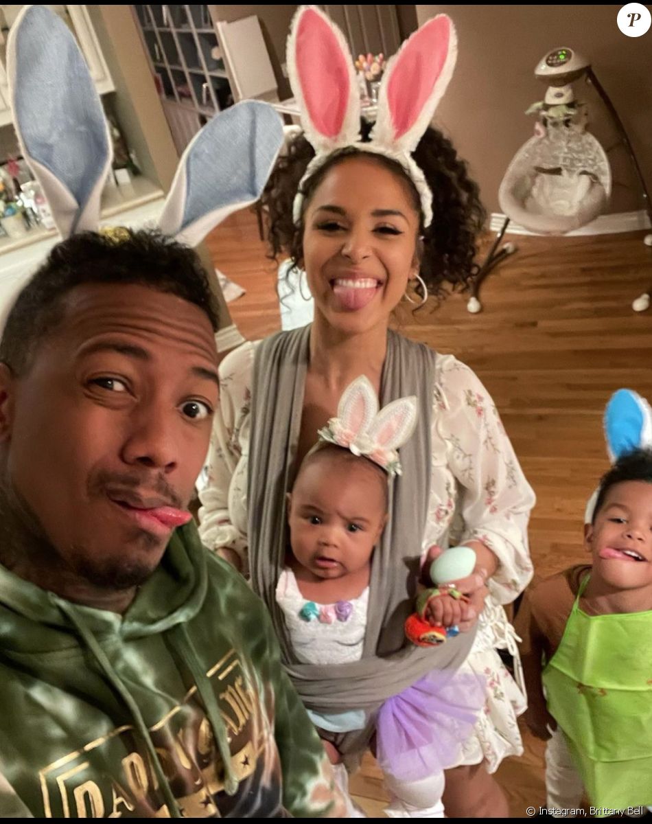 Nick Cannon, son ex-compagne Brittany Bell et leurs deux enfants, Golden et Powerful Queen. Avril 2021.
