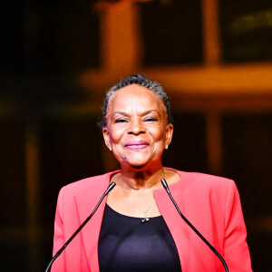 Christiane Taubira, candidate à l'élection présidentielle, est en meeting à Bordeaux le 27 janvier 2022.