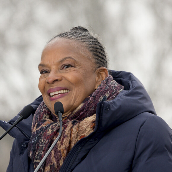 Christiane Taubira annonçant sa candidature à l'élection présidentielle de 2022 à dans le quartier de la Croix-Rousse à Lyon